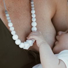 Náhrdelník na kojení, nošení a prořezávání zoubků - šestihranné korálky, bílé