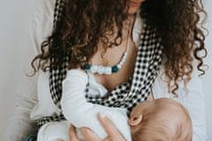 Náhrdelník na kojení, nošení a prořezávání zoubků Lou - korálky mix, černá / bílá