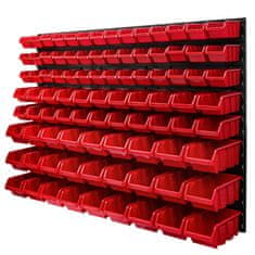 botle Závěsný panel na nářadí 115 x 78 cm s 91 ks. Krabic nástěnné Červené Boxy Skladovací systém