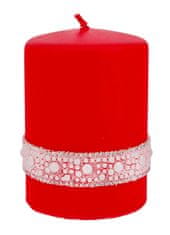 Artman Crystal Pearl Dekorativní cylindrická svíčka malá červená