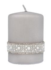 Artman Crystal Pearl Dekorativní svíčka Malý šedý válec