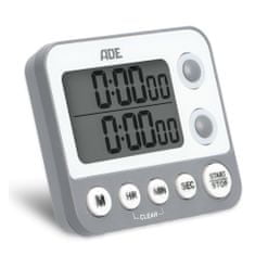 ADE Kuchyňský elektronický časovač ADE, 2 měření, až 99 hodin, 9×2×8 cm, šedá