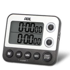 ADE Kuchyňský elektronický časovač ADE, 2 měření, až 99 hodin, 9×2×8 cm, černá