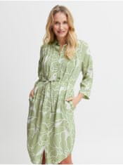 Fransa Bílo-zelené dámské vzorované košilové šaty Fransa S