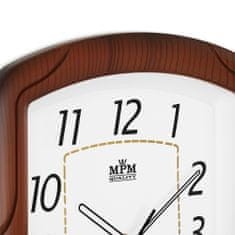 Hranaté nástěnné plastové hodiny MPM Braun, světle hnědá