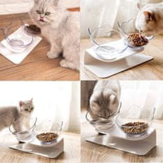 Vyvýšené misky pro kočky, antirefluxní miska pro domácí mazlíčky, 15° nakloněná vyvýšená miska na krmivo pro kočky, sada misek pro kočky a štěňata - snižuje zvracení, protiskluzová úprava