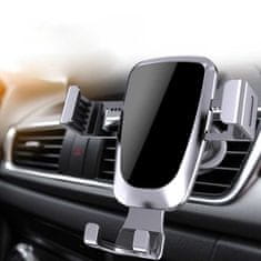 HURTEL Gravitační držák do auta pro smartphone na mřížce chladiče stříbrný YC08