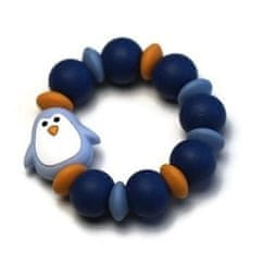 Silikonové kousátko tučňák - modré
