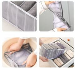 Camerazar Organizér na spodní prádlo do skříně, 3 ks, šedý nylon, rozměry 32x12x12 cm a 32x32x12 cm