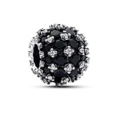 Třpytivý stříbrný korálek s černými zirkony 792630C04