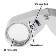 Verkgroup Hodinářská lupa s LED a UV osvětlením (40x) V-09076