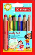 Barevné pastelky Woody, 6 barev, maxi, 3v1
