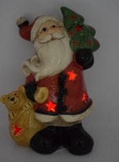 DUE ESSE Keramický svítící Santa se stromečkem a méďou 21 cm