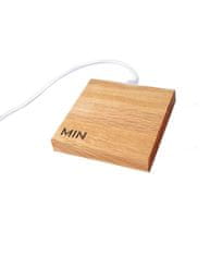 MIN Bezdrátová nabíječka MIN PAD SQUARE - Dubové dřevo a bílý kabel