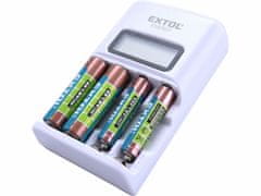 Extol Energy Nabíječka baterií AAA/AA, NiMh/NiCd, 4 sloty, individuální nabíjení, LCD