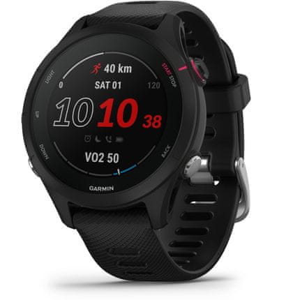 moderní nízká hmotnost lehké chytré hodinky běžecké hodinky triatlonové hodinky chytré hodinky Garmin Forerunner 255S Music integrovaný hudební přehrávač poslech hudby výkonná GPS Bluetooth odolné do hloubky 50 m 5ATM bezkontaktní platby garmin pay baterie s výdrží 12 dní více než 30 sportovních profilů denní návrhy tréningu na míru čas na zotavení race predictor měření srdečního rytmu krokoměr gps glonass galileo wifi ant plus body battery energy monitor smart notifikace detekce pádů výkonné chytré hodinky běžecké hodinky pro běžce triatlon vytvalostní běh multisport mp3 přehrávač vlastní hudba