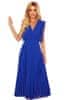 Plisované šaty s volánky a výstřihem EMILY - modré Velikost: L