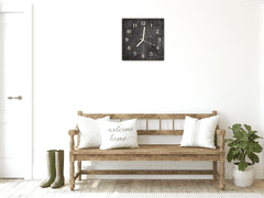 Glasdekor Nástěnné hodiny 30x30cm textura černé dřevo - Materiál: plexi