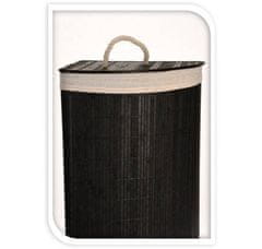 Bambusový koš na prádlo ve skandinávském stylu, 72l, v černé barvě