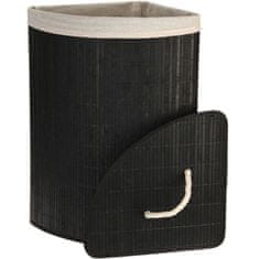 Bambusový koš na prádlo ve skandinávském stylu, 72l, v černé barvě