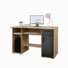 Kancelářský PC stůl NEJBY FLYNN, dub wotan/černá