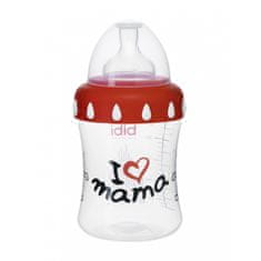 Širokohrdlá kojenecká láhev MAMA červená 250ml