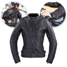 W-TEC Dámská kožená bunda Strass Barva černá s kamínky, Velikost XXL